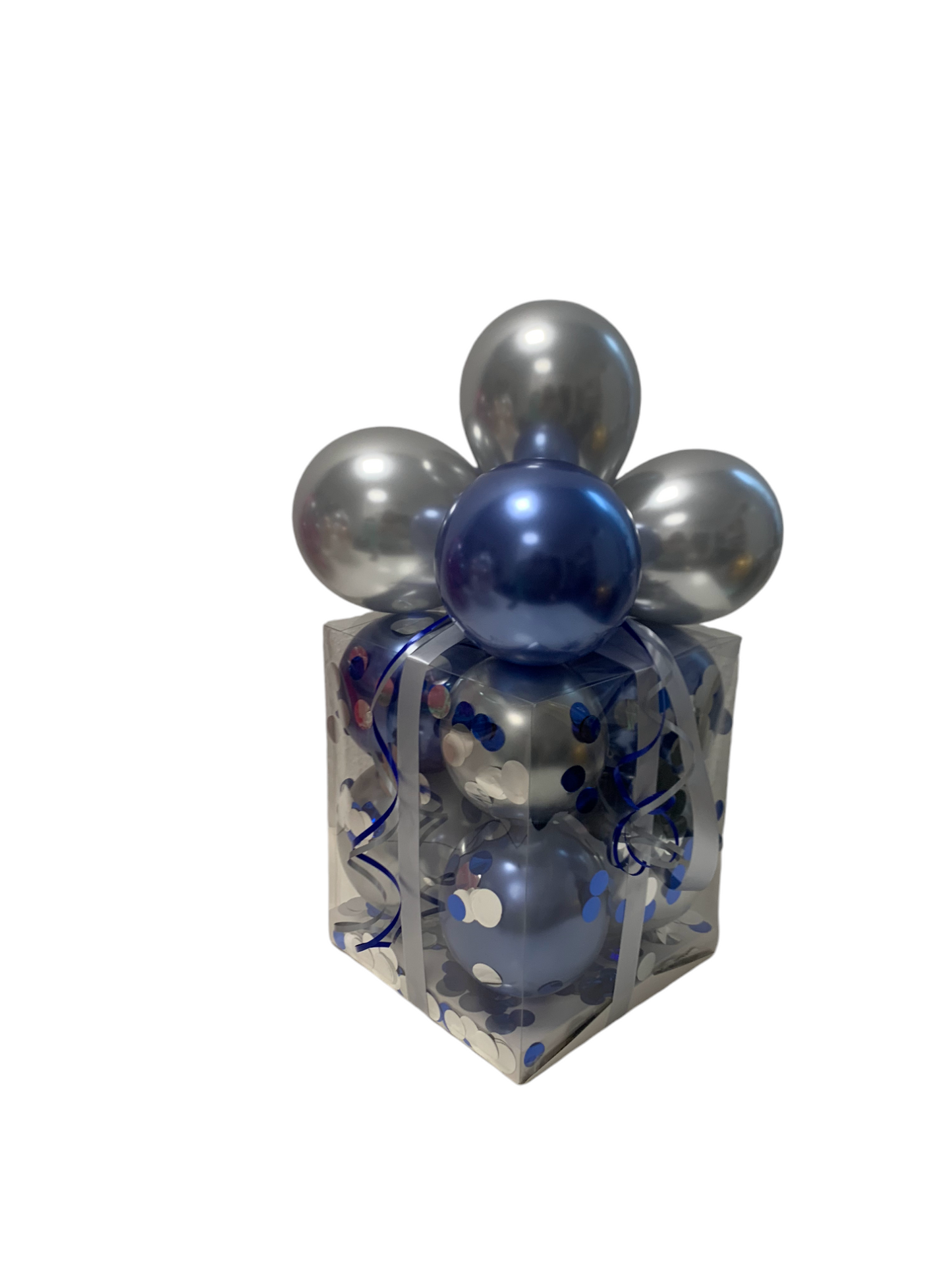 Geschenkbox 25x25x30cm silber/blau