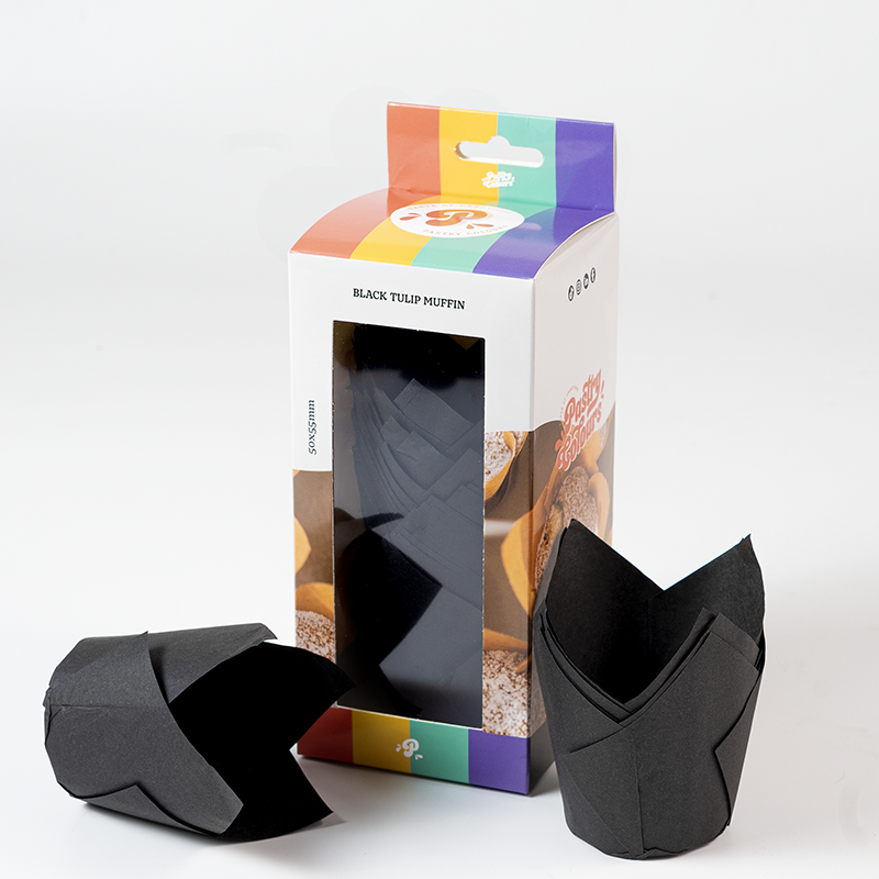 Muffinförmchen Tullip Schwarz 50 Stück