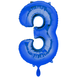 Ballon XXL Zahl 3 - Blau inkl. Helium