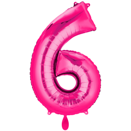 Ballon XXL Zahl 6 - Pink inkl. Helium