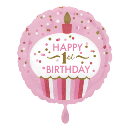 Ballon 1st Birthday Cupcake Girl
