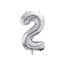 Ballon XXL Zahl 2 - Silber inkl. Helium