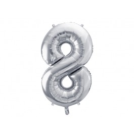 Ballon XXL Zahl 8 - Silber inkl. Helium