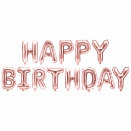 Ballon - Schriftzug Happy Birthday rosegold