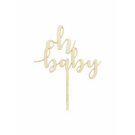 PartyDeco Topper oh baby Holz