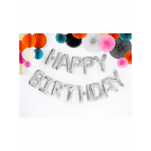 Ballon - Schriftzug Happy Birthday silber