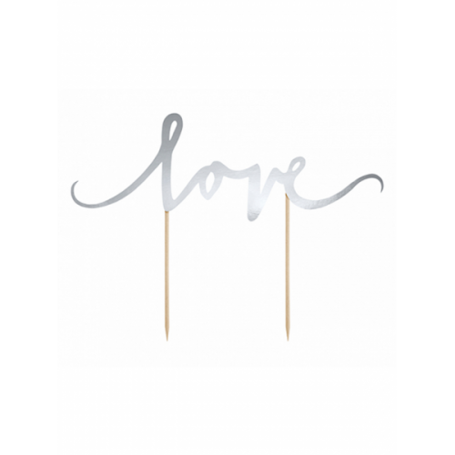 PartyDeco Topper Love silber