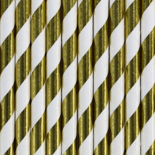 Papierstrohhalme Streifen - Gold