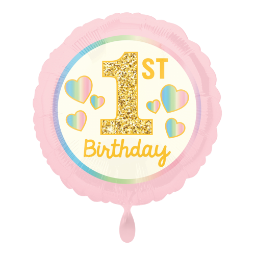 Ballon Girl 1st Birthday Pink & Gold inkl. Helium
