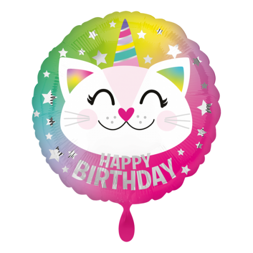 Ballon Happy Birthday Caticorn inkl. Helium