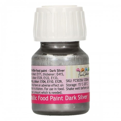 FunCakes FunColours Metallic Food Paint Dark Silver 30ml