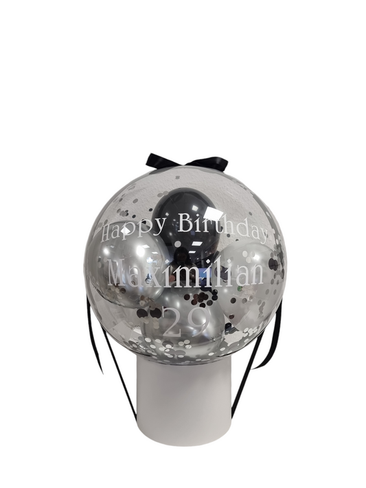 Bubble schwarz/silber/weiß inkl. Beschriftung