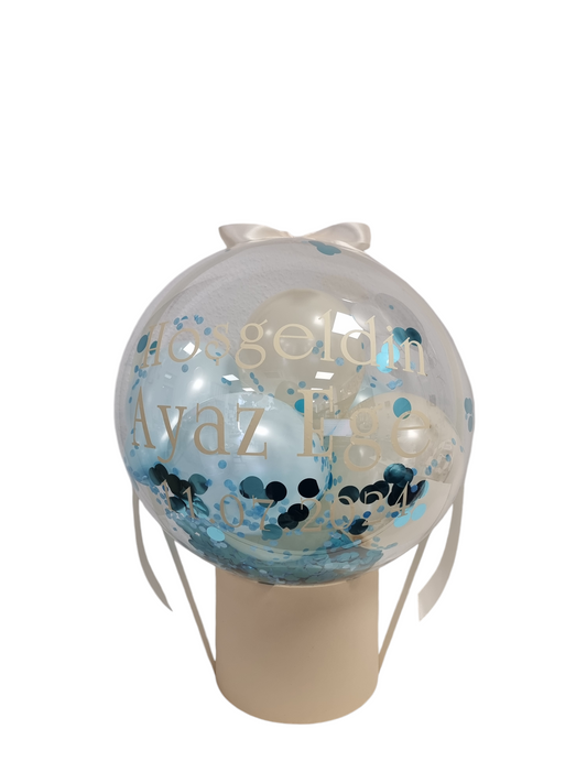 Bubble pastelblau/beige inkl. Beschriftung
