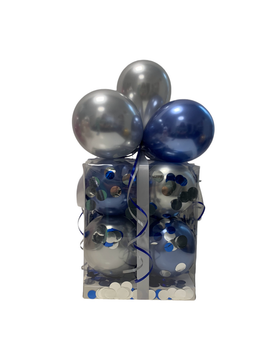 Geschenkbox 25x25x30cm silber/blau